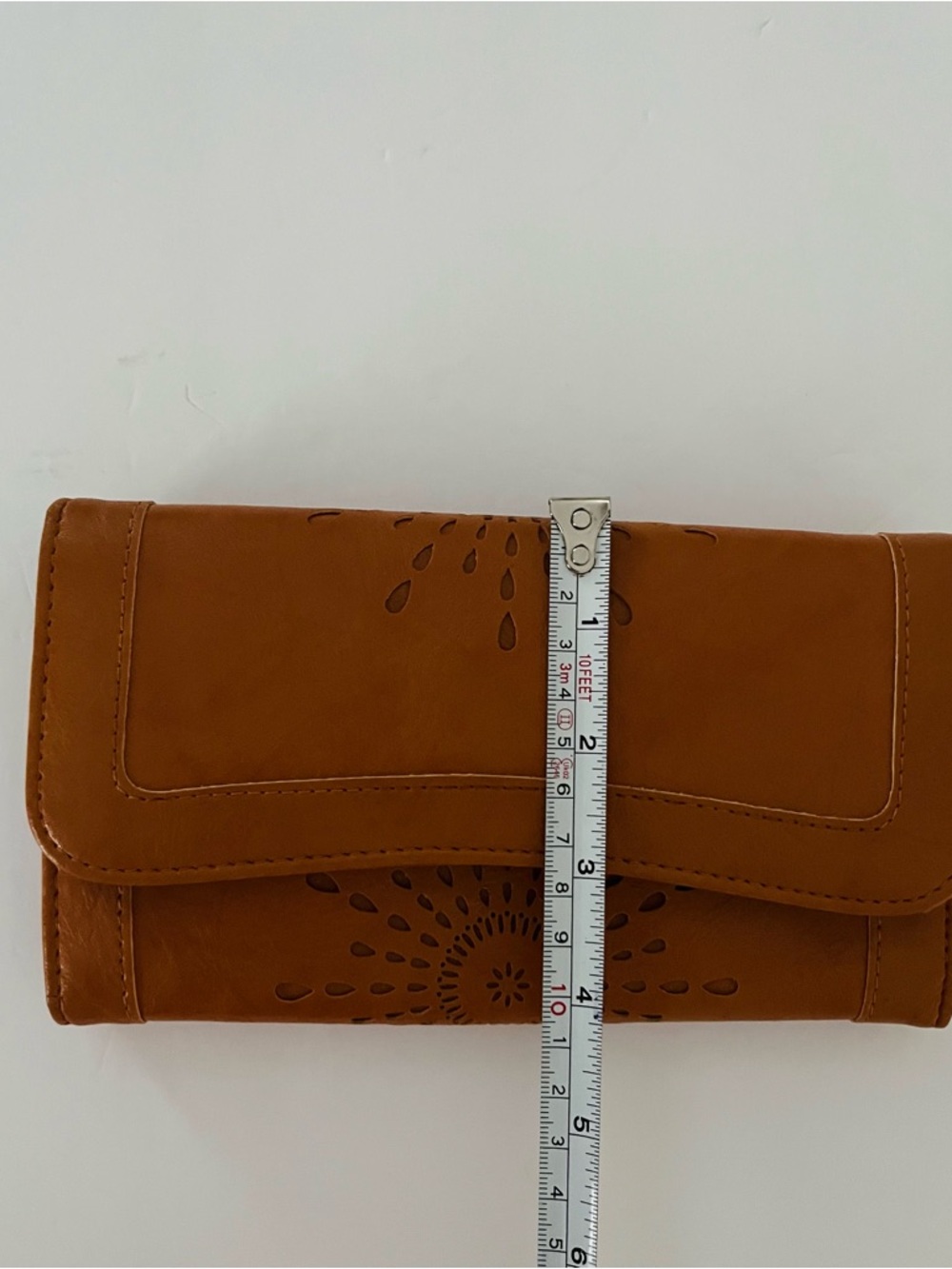 OURBAG Faux Leather Sunflower Trifold Wallet Boho Clutch Brown Cutout Design - Picture 11 of 12